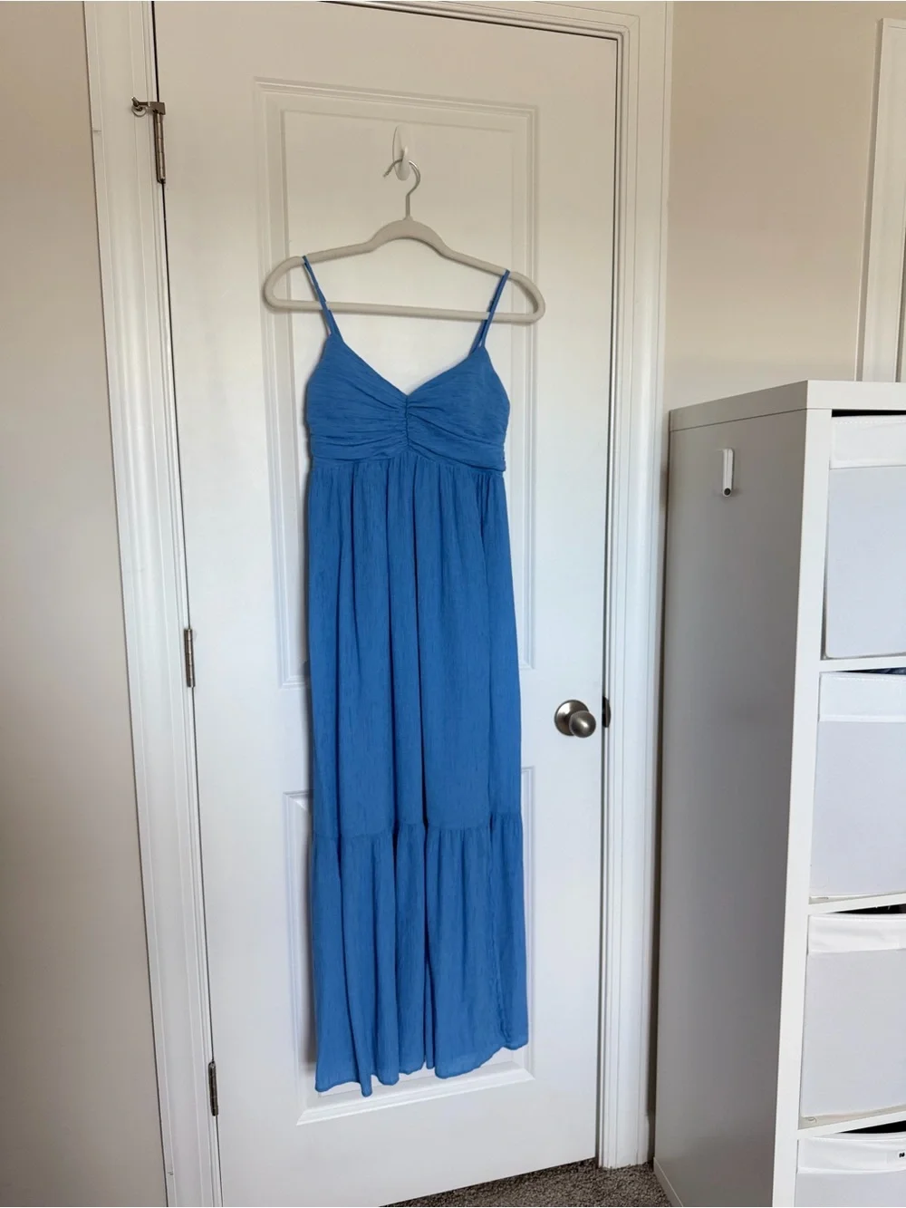 Abercrombie & Fitch Crinkle Textured Ruched Maxi Dress